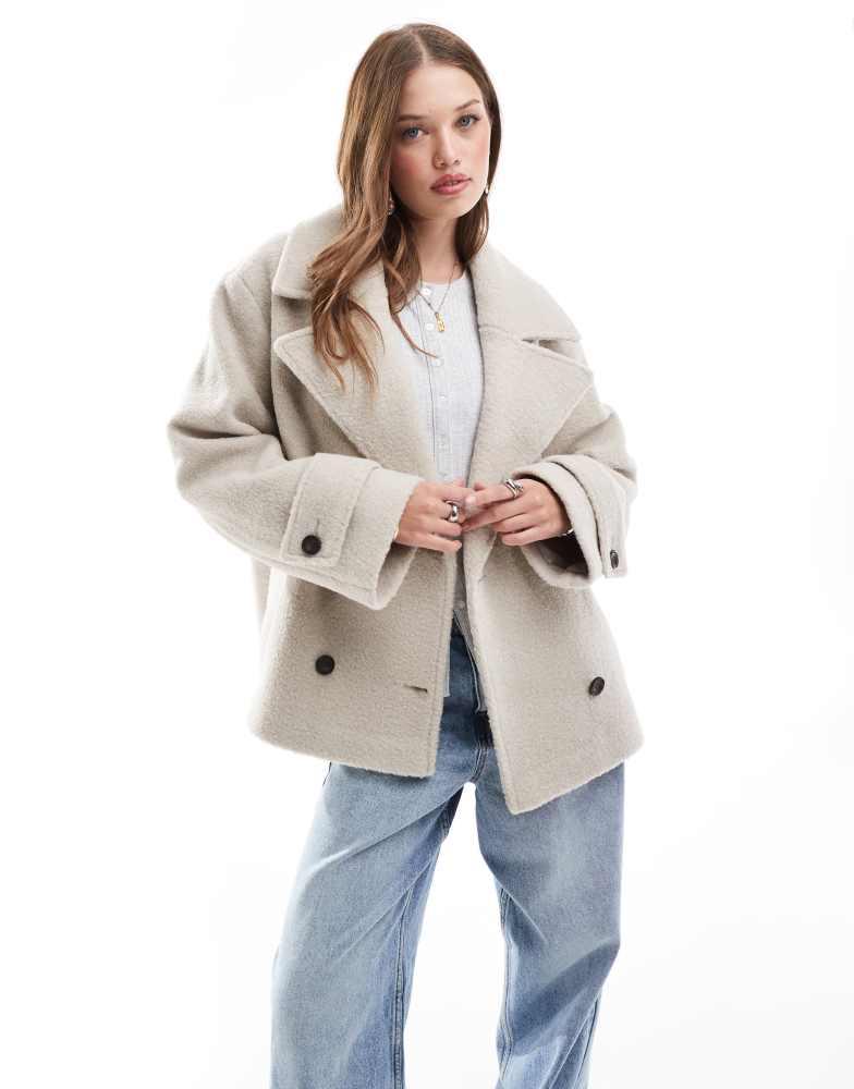 ASOS ASOS DESIGN faux wool pea coat in cosy boucle