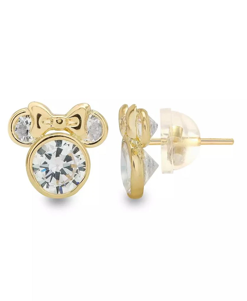 Disney Children's Cubic Zirconia Minnie Mouse Stud Earrings in 14k Gold 1