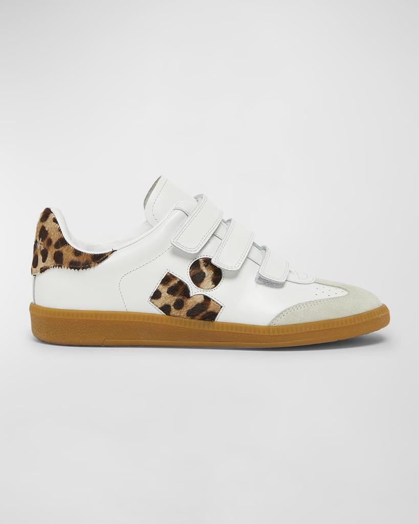 Isabel Marant Beth Leopard Mixed Leather Sneakers