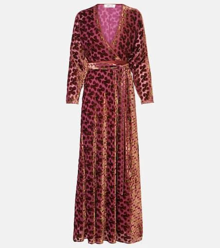 Diane von Furstenberg Babette velvet wrap maxi dress 1