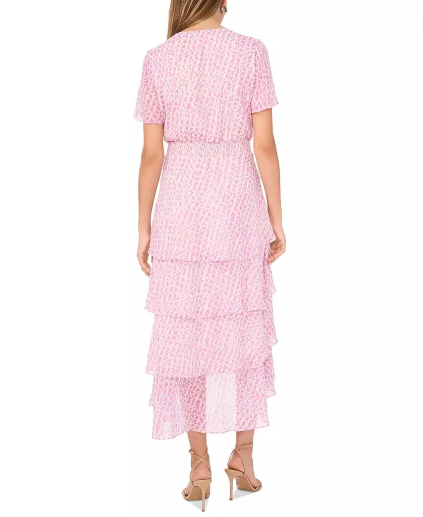Vince Camuto Women's Printed Faux-Wrap Smocked-Waist Tiered Midi Dress 2