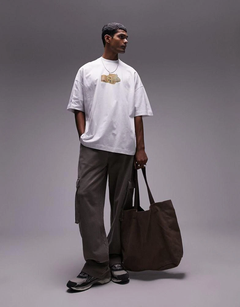 Topman Topman extreme oversized fit t-shirt with The Yellow House print in white in collaboration with Van Gogh Museum 4