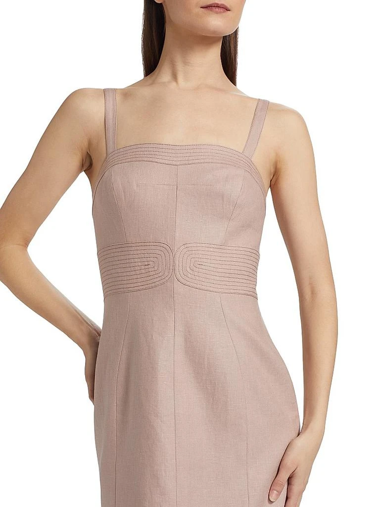 Hevron Linen Embroidered Midi-Dress 6