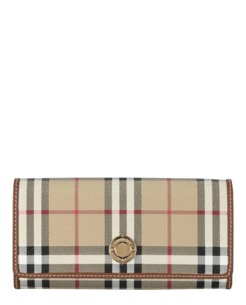 Burberry Checked Calfskin Leather Wallet With Gold-Tone Hardware