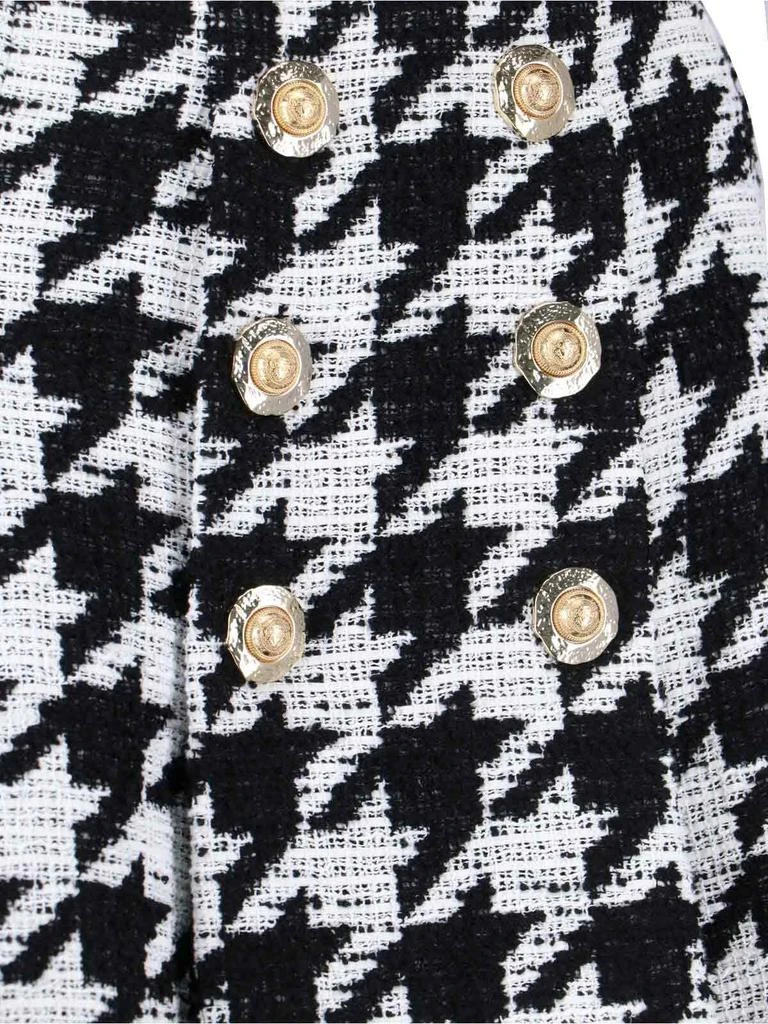 Balmain Balmain Button Embellished Houndstooth Tweed Mini Skirt 4