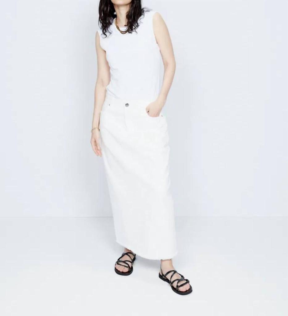 Raey Split Back Organic Cotton Midi Denim Skirt In White
