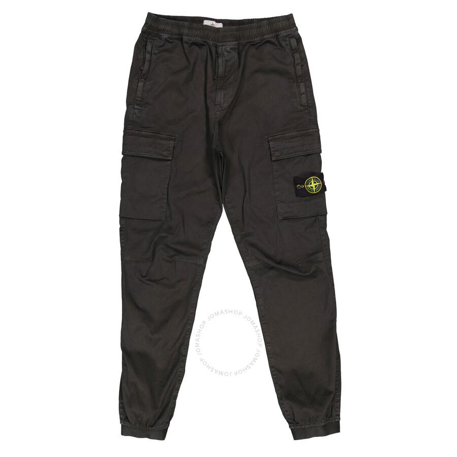 Stone Island Men's Black Tapered-Leg Cargo Trousers