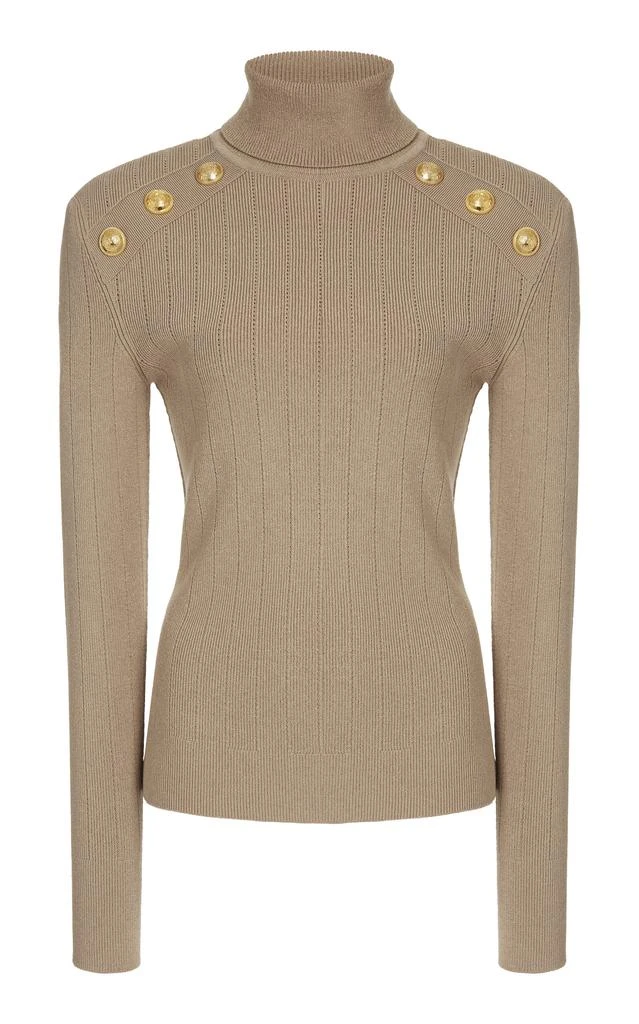 Balmain Balmain Button-Trimmed Knit Turtleneck Sweater - Moda Operandi 1