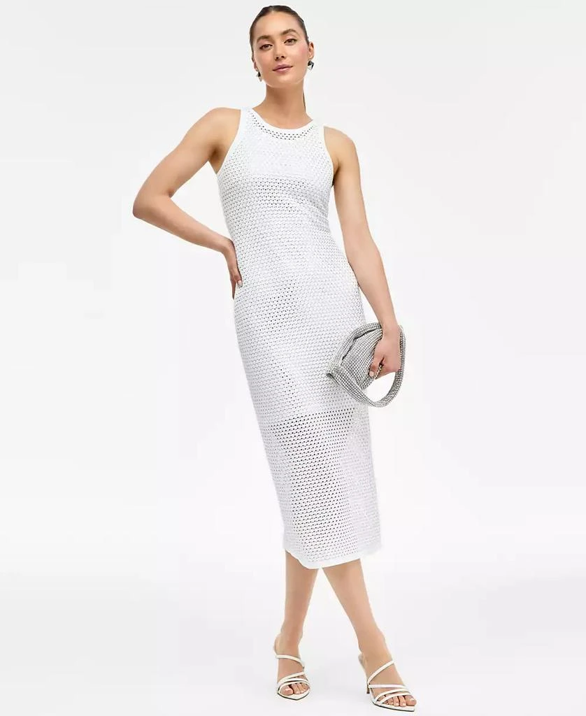 white dress coat White Double Breasted Wool Blend Midi Coat
