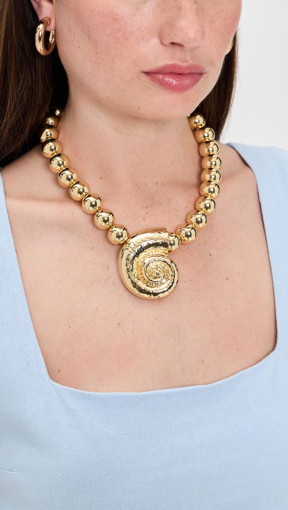 Kenneth Jay Lane Gold Bead Lobster Claw Necklace
