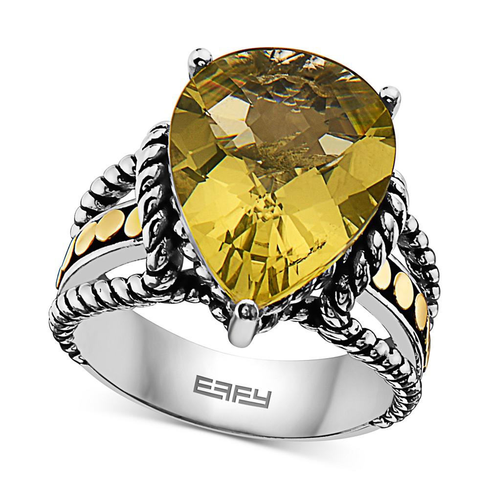 EFFY Collection EFFY® Lemon Quartz Statement Ring (6-5/8 ct. t.w.) in Sterling Silver and 18k Gold