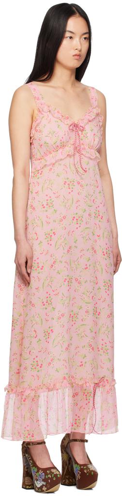 Anna Sui Pink Ruffle Maxi Dress