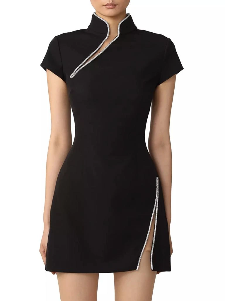 SAU LEE Ingrid Crystal-Embellished Crepe Minidress 3