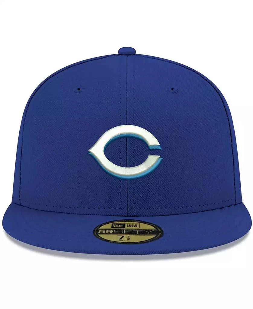 New Era Men's Royal Cincinnati Reds Logo White 59FIFTY Fitted Hat 2