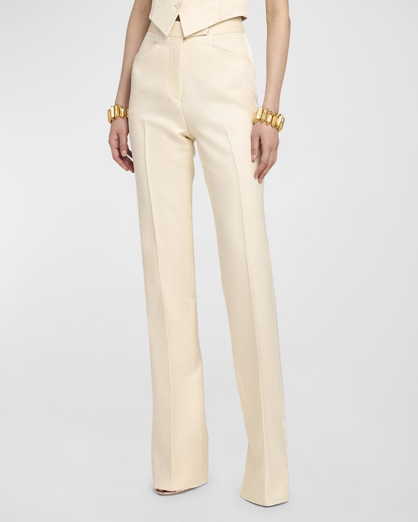 Tom Ford Barathea Silk-Wool Flared Tuxedo Pants
