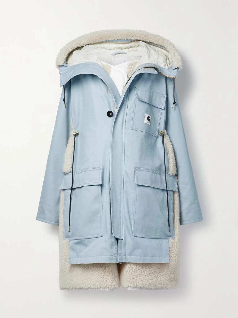 Sacai X Carhartt Wip ��连帽抓绒边饰棉质混纺帆布外套 1