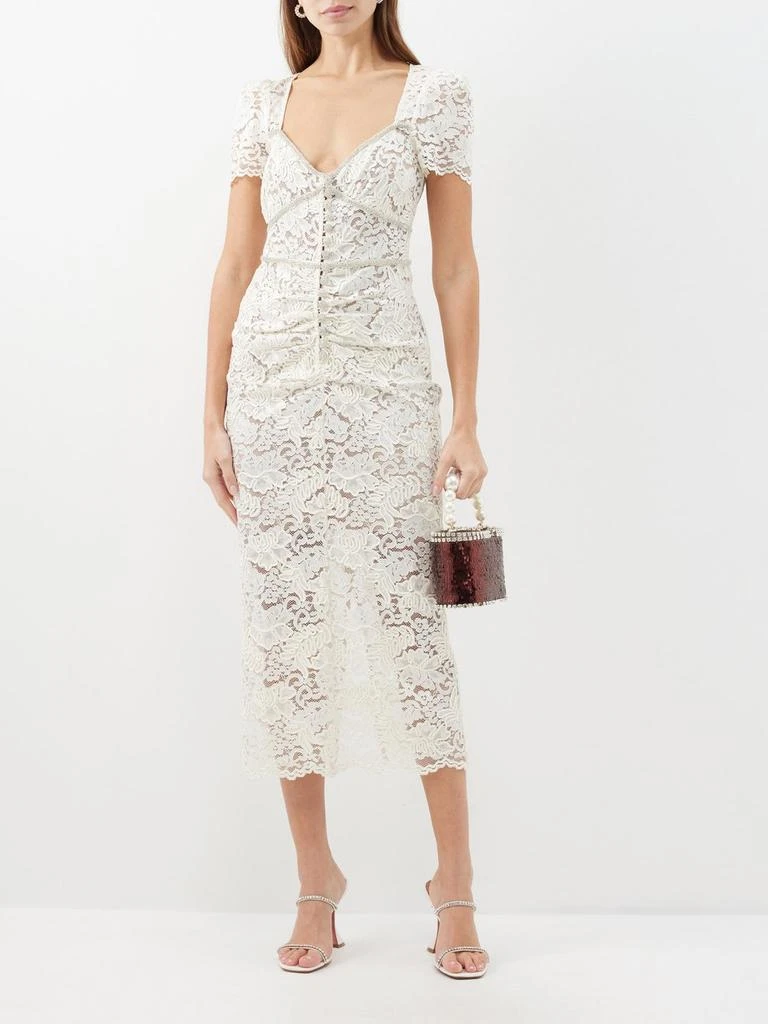 Self-Portrait Crystal-embellished cord-lace midi dress