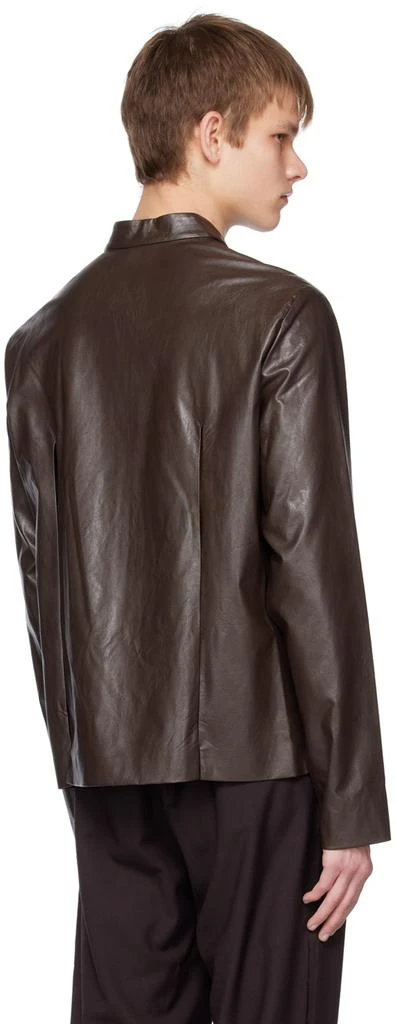 TheOpen Product SSENSE Exclusive Brown Slit Faux-Leather Jacket 3