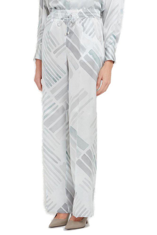 Kiton Kiton Ethnic Brush Pattern Printed Satin Trousers