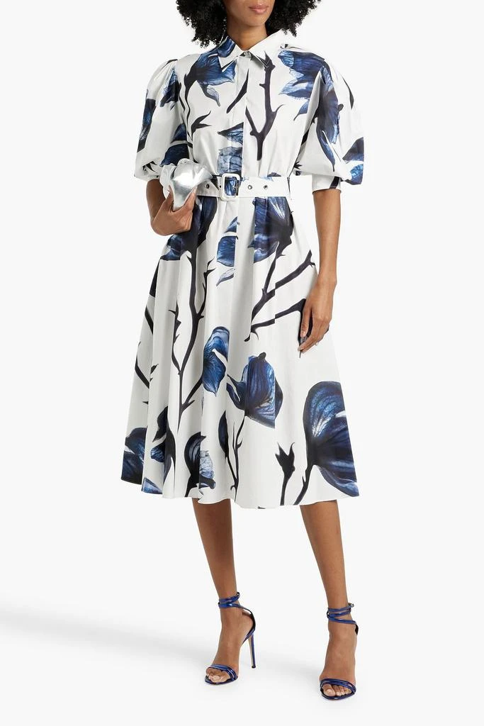 Alexander McQueen Belted floral-print cotton-poplin midi shirt dress 2