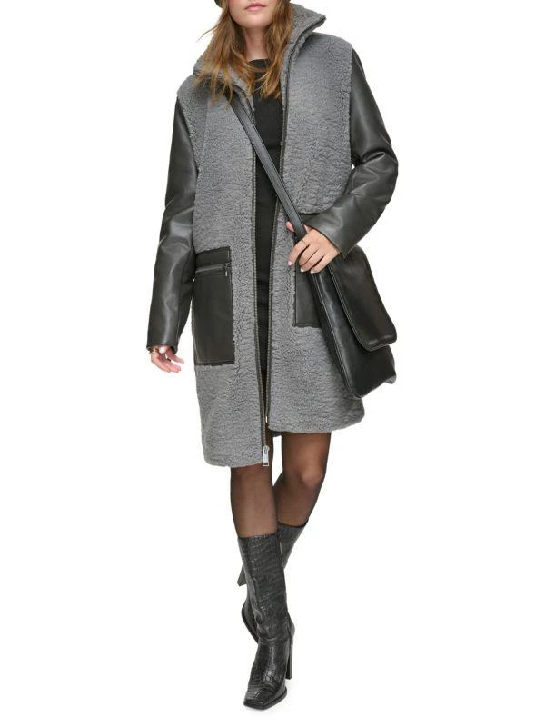 Andrew Marc Tunis Faux Shearling & Faux Leather Zip Jacket 5