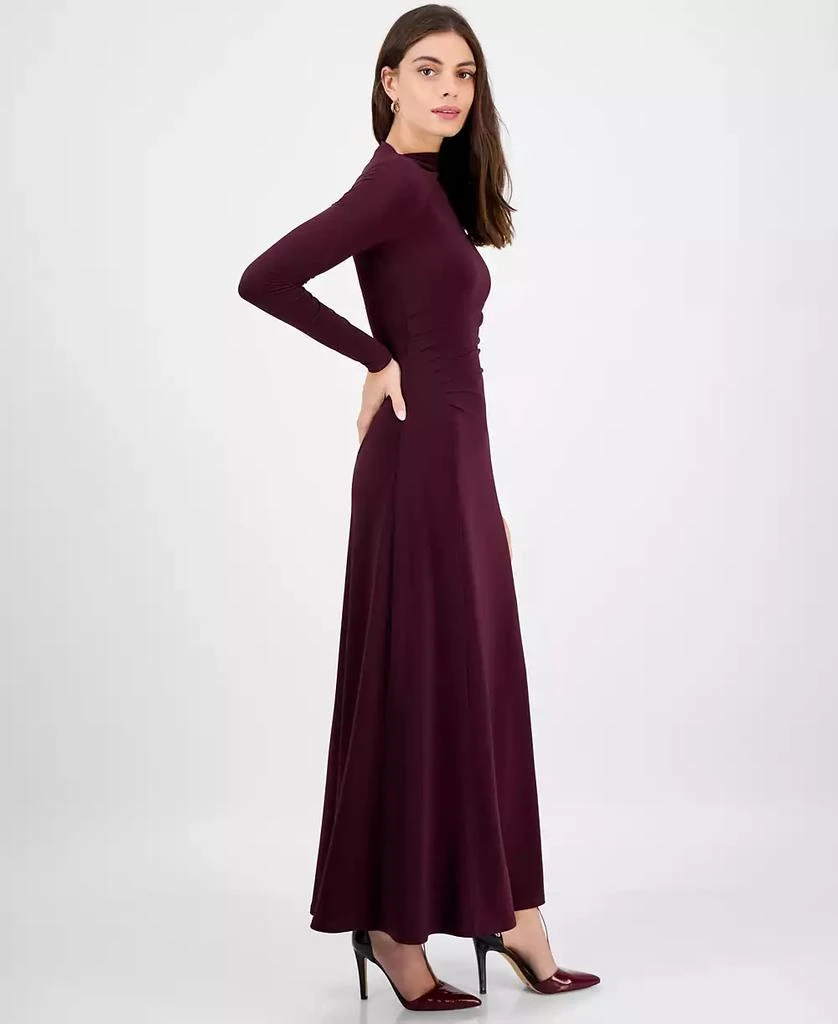 knee length dresses for ladies LESET Blake Rib Long Sleeve Maxi in Moss in Lurex main image 1