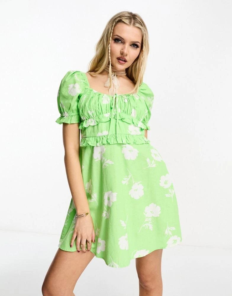 Shop Miss Selfridge linen look milkmaid mini tea dress in green floral on Sale at BeyondStyle Get 79% Off Miss Selfridge linen look milkmaid mini tea dress in green floral with Shop Miss Selfridge linen look milkmaid mini tea dress in green floral on Sale at BeyondStyle Get 79% Off Miss Selfridge linen look milkmaid mini tea dress in green floral with