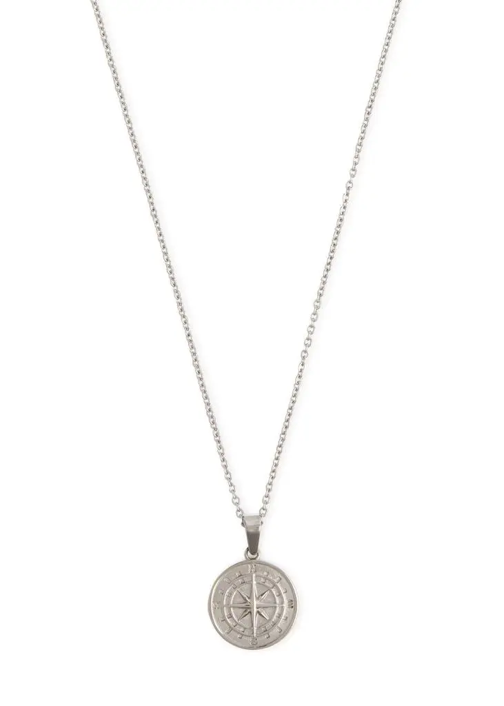 CRAFTD Compass rhodium-plated pendant necklace 1