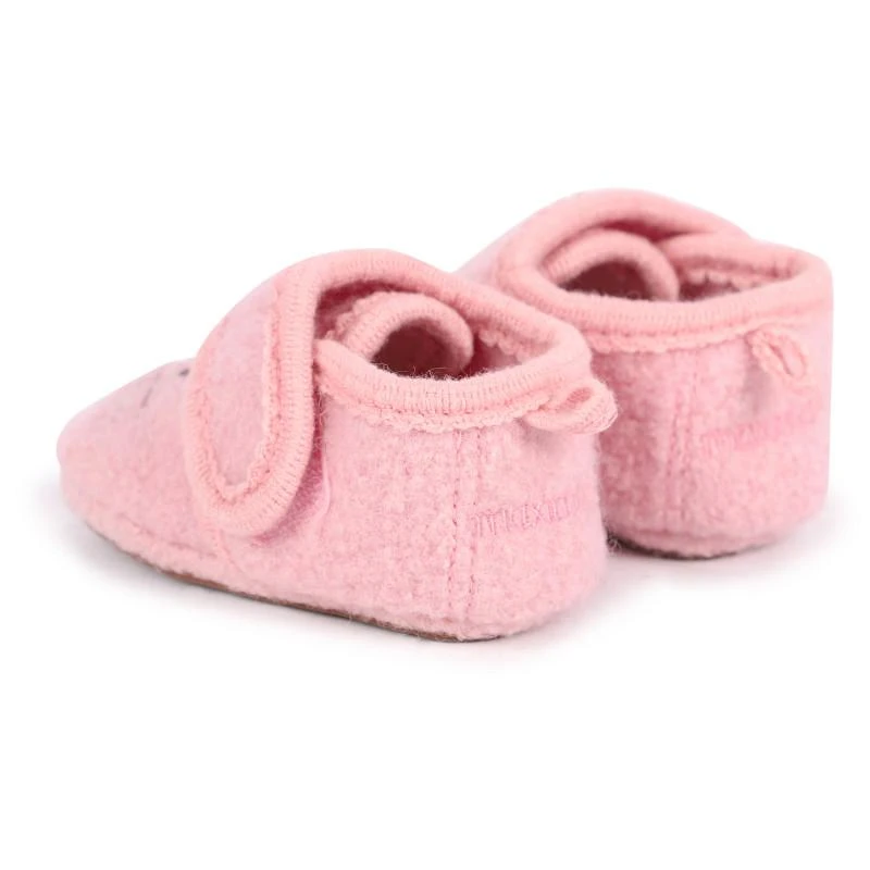Maximo Kitty woolen velcro strap slippers in pink 2