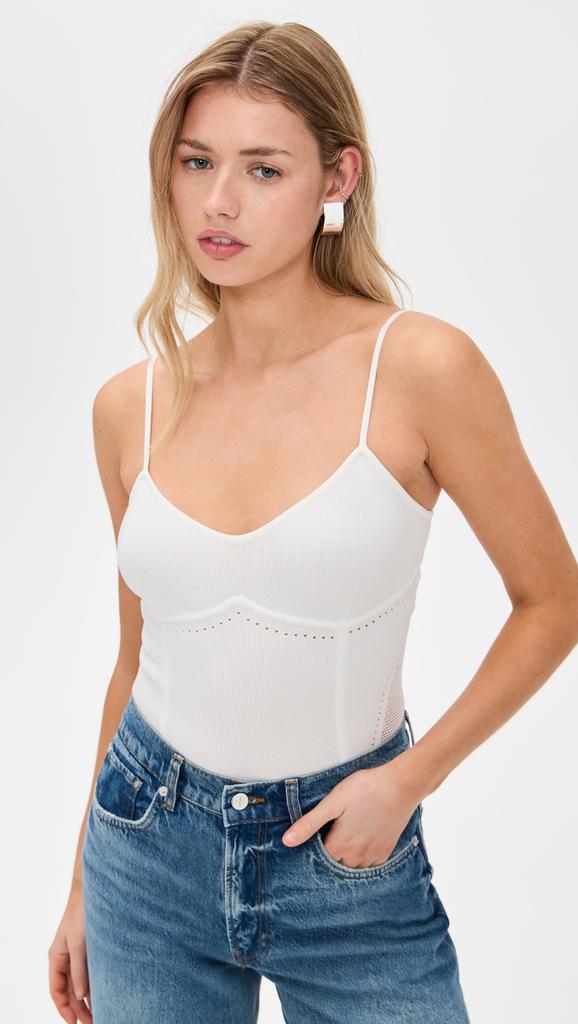 Fleur du Mal Knit Underbust Cami Thong Bodysuit