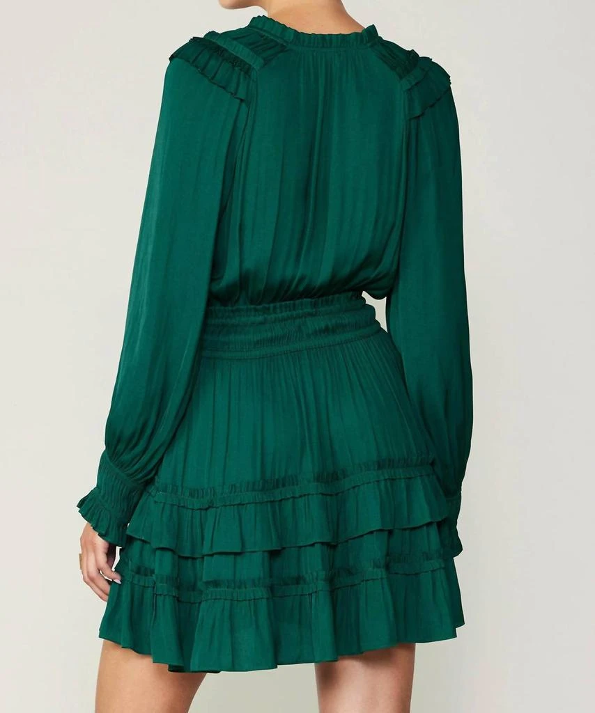Autumn Ruffled Mini Dress - Emerald Green, M