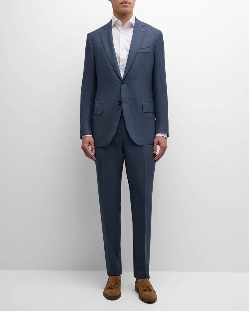 Isaia Men's Blue Birdseye Wool Suit 1