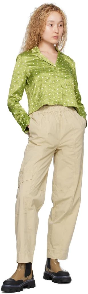Ganni Green Crinkled Shirt 4
