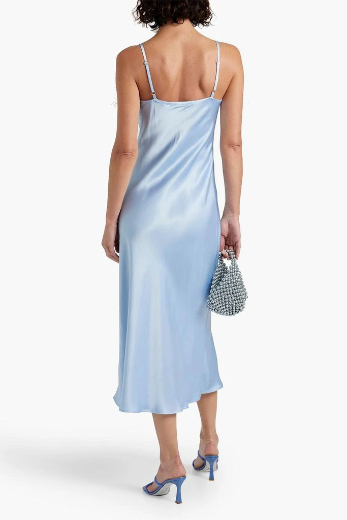 Sleeper Feather-embellished satin midi slip dress 3