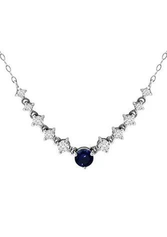 Belk 
Co. Lab Created 1.15 ct. t.w. Synthetic Blue and Created White Sapphire Necklace on 18 Inch chain, Sterling Silver