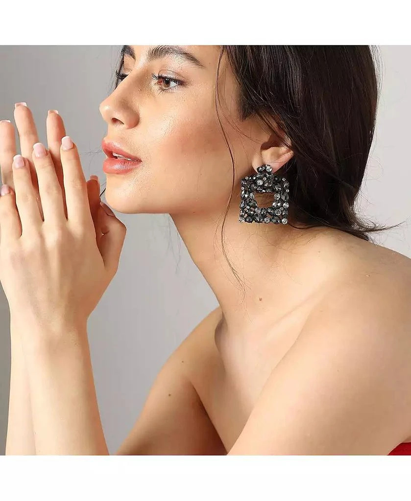 SOHI Women
s Black Stone Drop Earrings 3