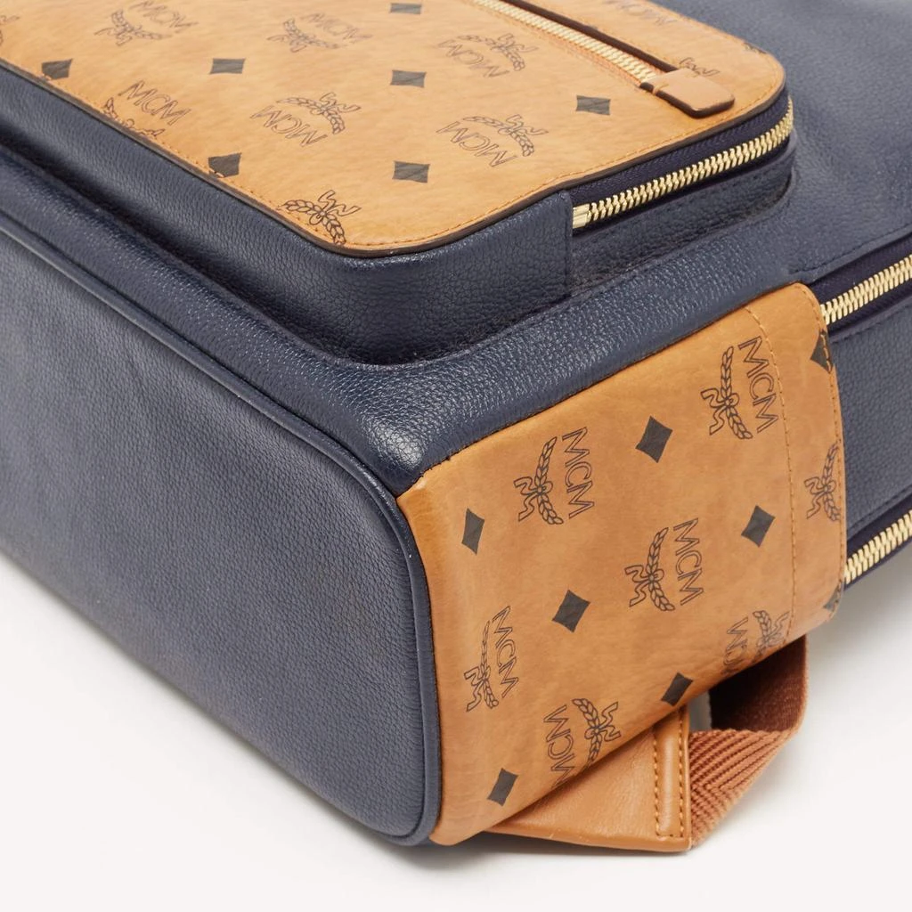 MCM MCM Navy Blue/Tan Leather and Stark Visetos Coated Canvas Backpack 13