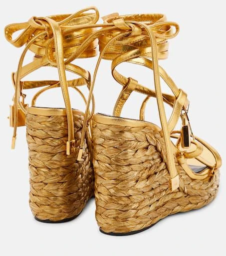 Tom Ford Padlock leather wedge sandals 3