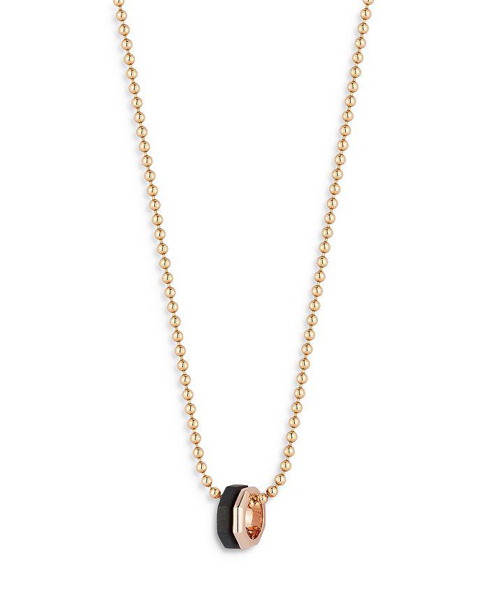 Walters Faith 18K Rose Gold Ebony Hexagon Bead Chain Pendant Necklace, 18"