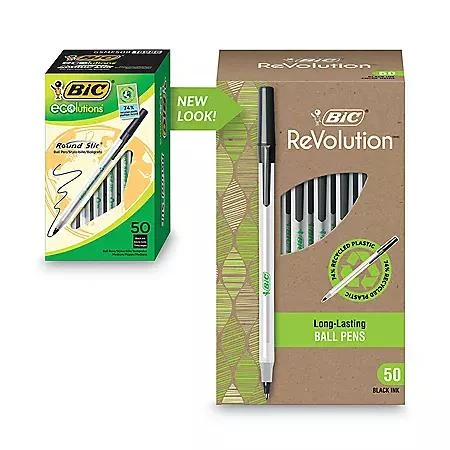 BIC BIC Ecolutions Round Stic Ballpoint Pen, 1mm, Medium, Black Ink, 50ct. 5