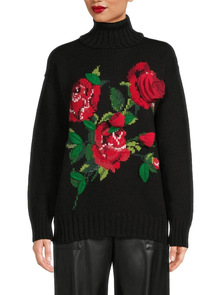Dolce 
Gabbana ​Floral-Appliqué Wool-Cashmere Turtleneck Sweater 1