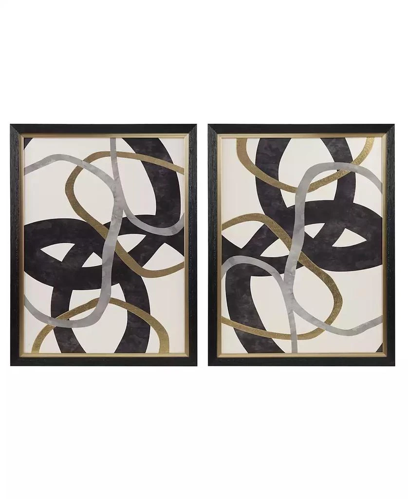 Martha Stewart Moving Midas Abstract Foil Framed Canvas Set, 2 Piece 1
