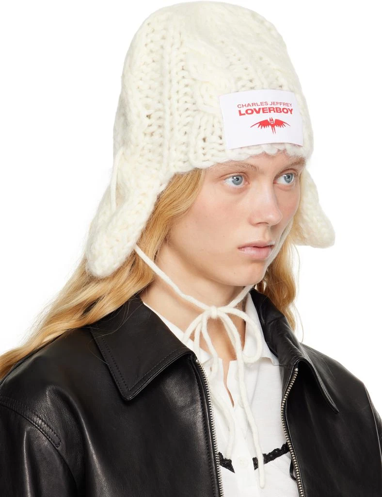 Charles Jeffrey Loverboy White Chunky Aviator Beanie 2