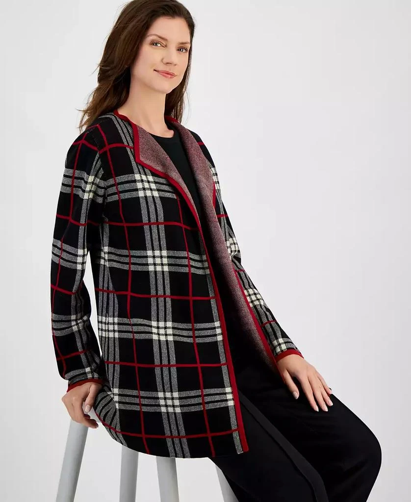 Kasper Women's Plaid Open-Front Cardigan 3