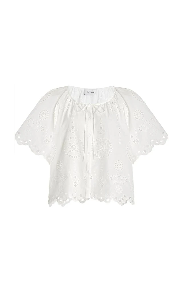 Matteau Matteau - Broderie Anglaise Cotton Blouse - White - 3 - Moda Operandi 1