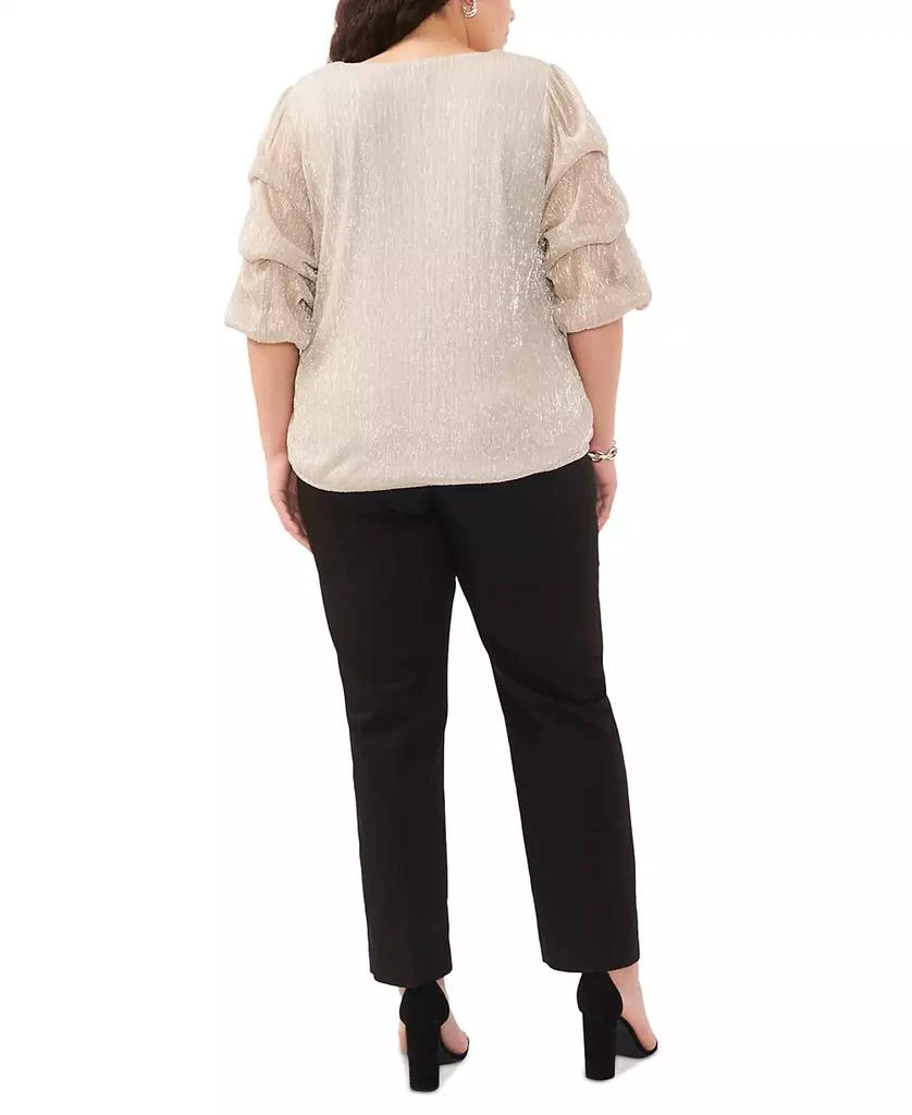 MSK Plus Size Metallic Tiered-Sleeve V-Neck Top 2