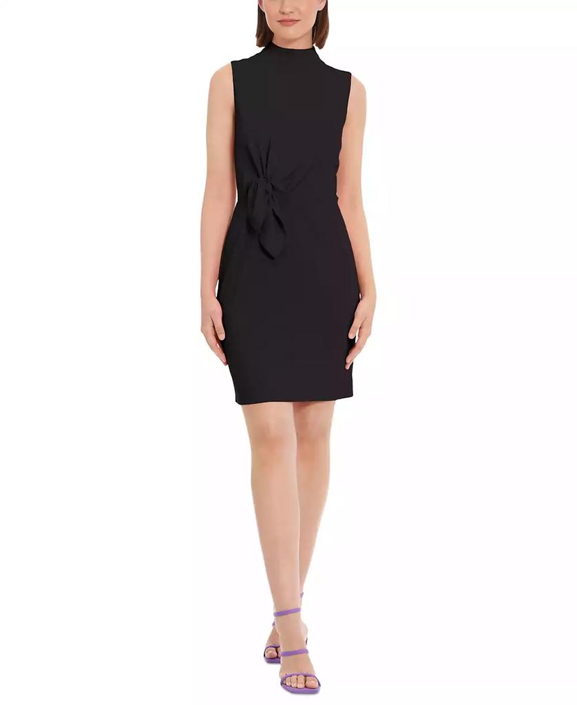 Donna Morgan Women's Bow-Detail Mock-Neck Mini Dress