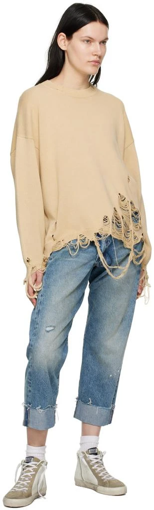 R13 Beige Destroyed Oversized Sweater 4