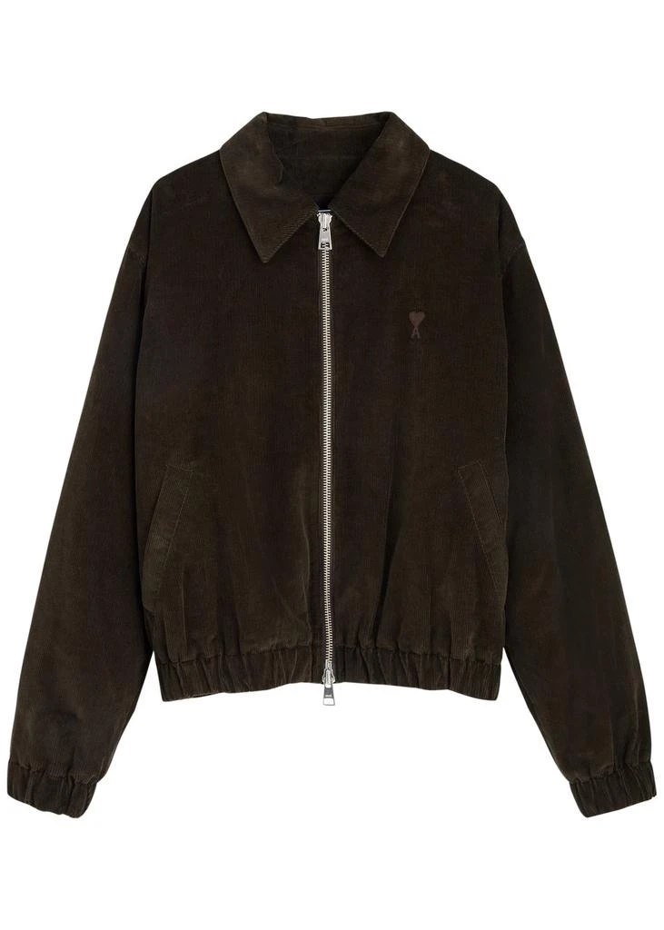 AMI Logo padded corduroy jacket  1