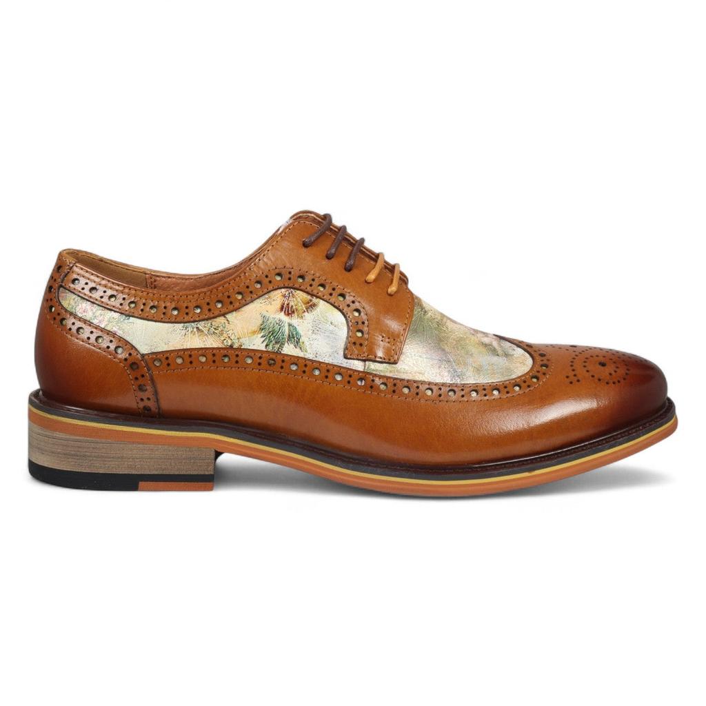 Justin Reess Heren Bruine Leren Iconic Print Brogue Dress Schoenen - Scott